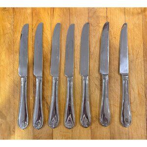 Reed & Barton French Solid Knife Set of 7 Ribbon Crest Stainless Steel